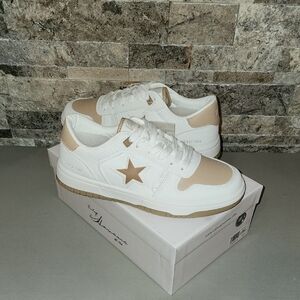Vintage Havana Brand New White and Nude  Sneakers with Star Detail